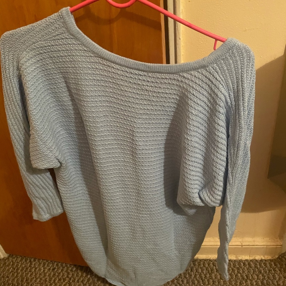 NWT NEW YORK & CO V-Neck Dolman Tunic Sweater BLUE MEDIUM - Picture 7 of 9